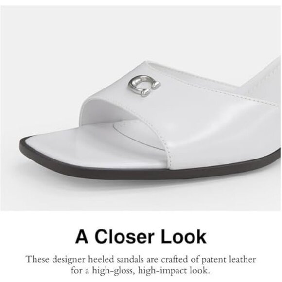 Coach Women's Optic White Sculpted C Block Heel Sandal Heeled Size 10 - Picture 3 of 4